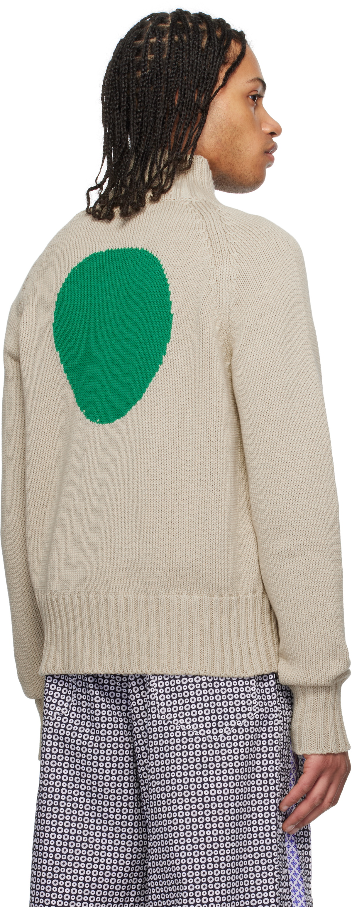 Edward Cuming Beige Chakra Knit Track Jacket Edward Cuming