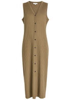 Vince Ribbed Stretch-knit Midi Dress Beige