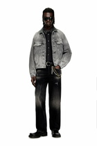 Diesel Denim trucker jacket with tonal leather trims - Denim Jackets - Unisex - Grey