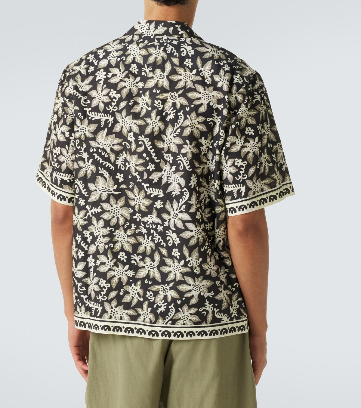 Commas Printed cotton and silk bowling shirt