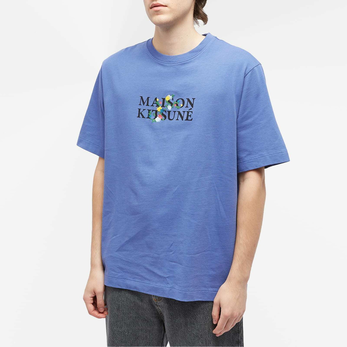 MAISON KITSUNE Tシャツ ブルー XL Maison Kitsuné Men's Maison Kistune Flowers Oversize T-Shirt in