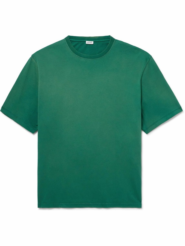 Photo: LOEWE - Logo-Embroidered Cotton-Jersey T-Shirt - Green