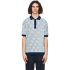 King and Tuckfield SSENSE Exclusive Blue Wool Textured Polo