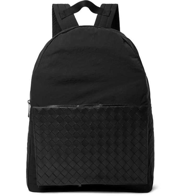 Photo: Bottega Veneta - Nylon and Intrecciato Leather Backpack - Black