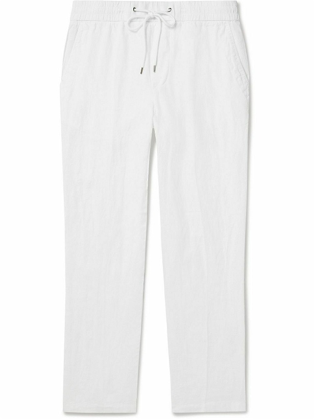 Photo: James Perse - Straight-Leg Garment-Dyed Linen Drawstring Trousers - White