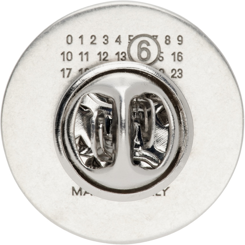 MM6 Maison Margiela White & Silver Round Logo Pin