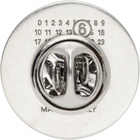 MM6 Maison Margiela White & Silver Round Logo Pin