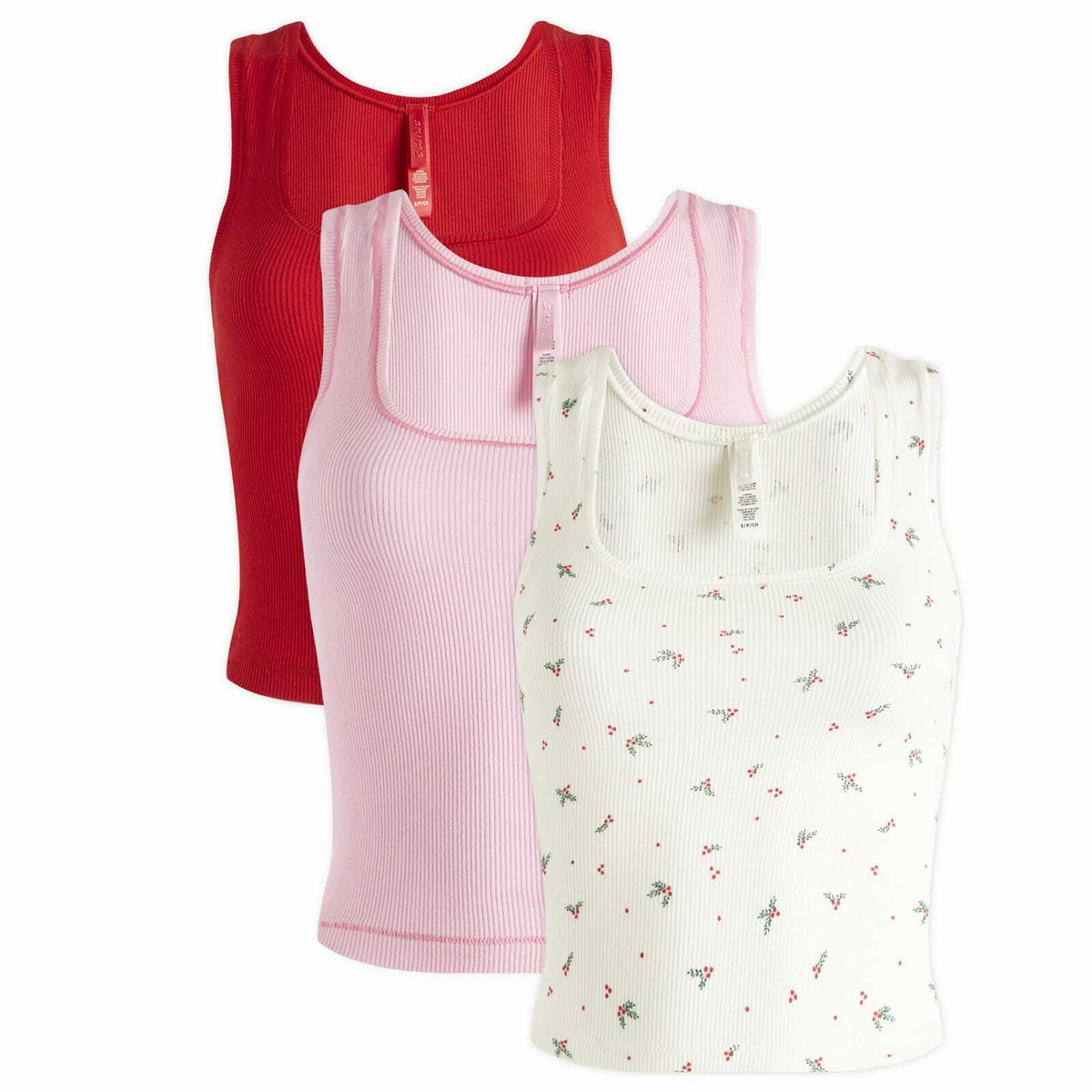 SKIMS Women's Cotton Rib Tank 3-Pack in Marble Holly Multi