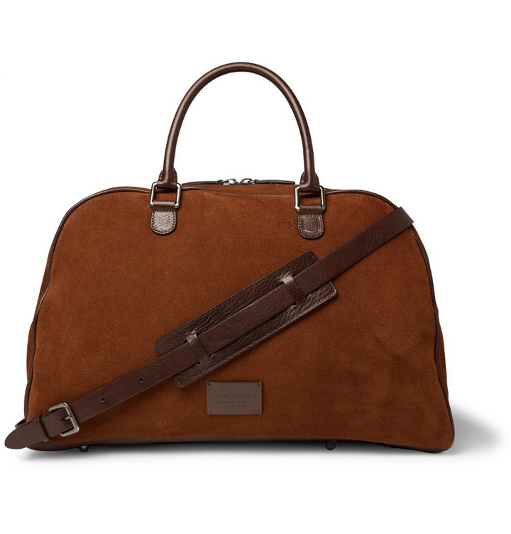 Photo: Anderson's - Leather-Trimmed Suede Duffle Bag - Brown