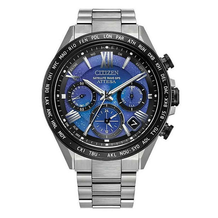 Photo: Citizen Attesa Perpetual Alarm World Time Blue Dial Mens Watch CC4075-50L