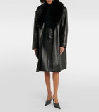 Magda Butrym Faux fur-trimmed leather coat