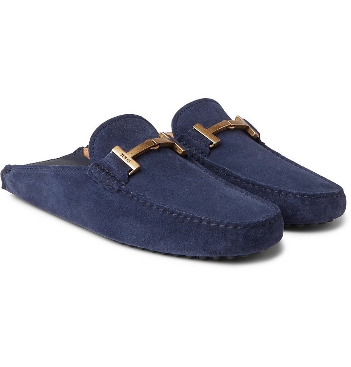 Photo: Tod's - Gommino Collapsible-Heel Nubuck and Leather Driving Shoes - Navy