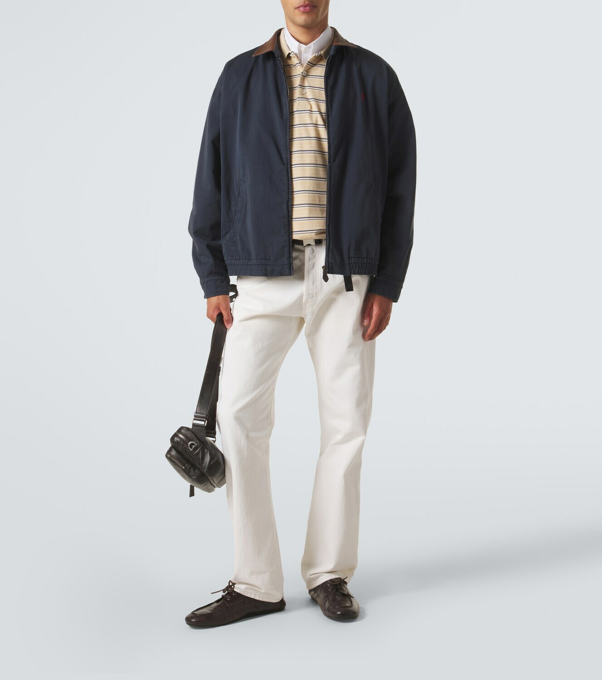 Prada Leather-trimmed cotton canvas blouson jacket