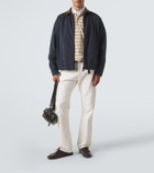 Prada Leather-trimmed cotton canvas blouson jacket
