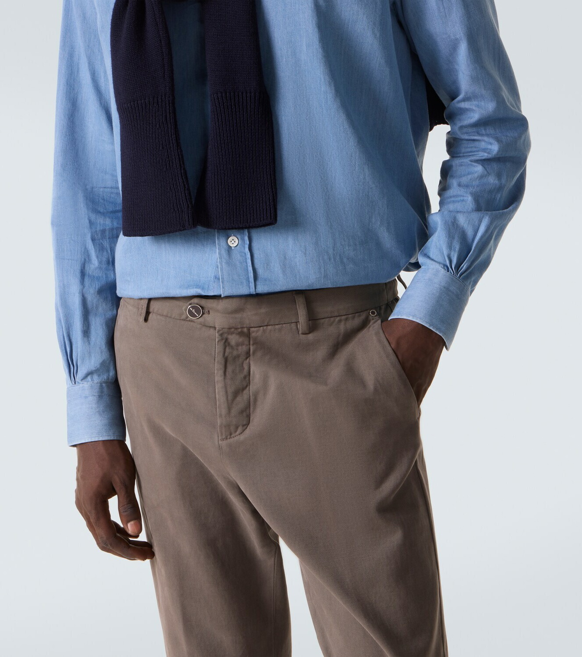 Kiton Cotton and cashmere slim chinos