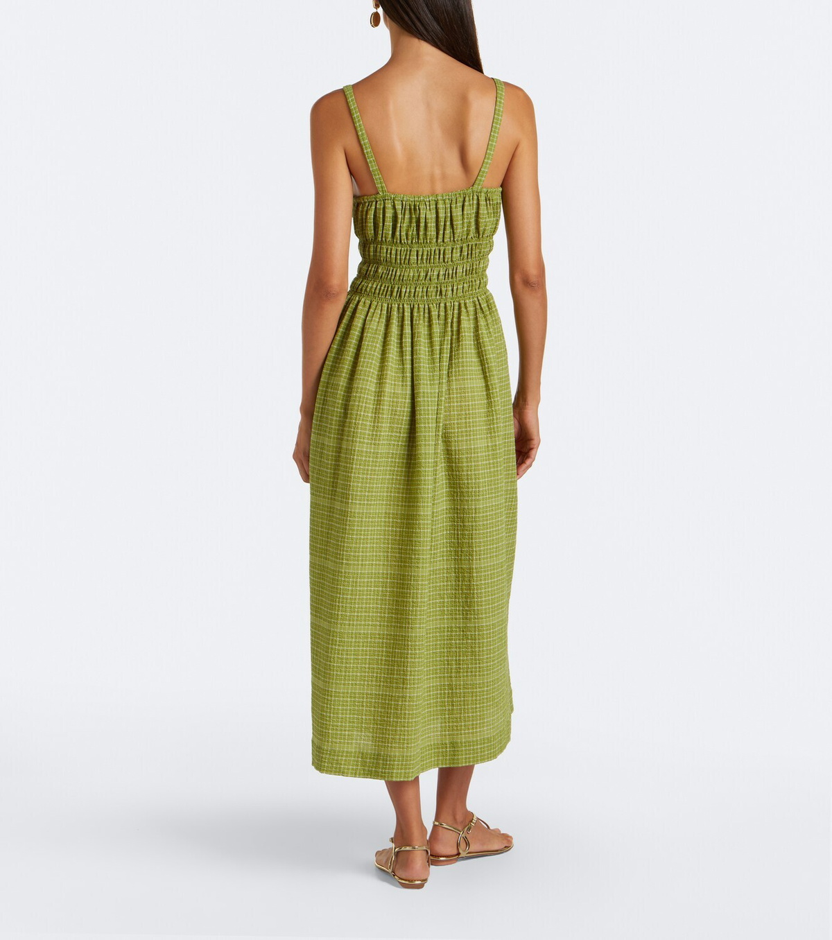 Asceno Verona checked cotton midi dress