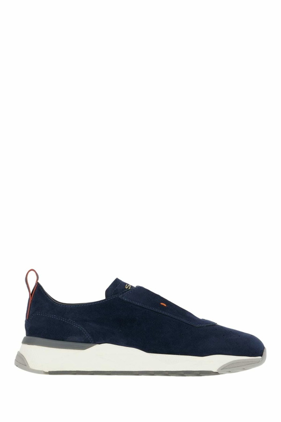 Photo: Santoni Navy Blue Suede Sneakers