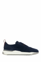 Santoni Navy Blue Suede Sneakers