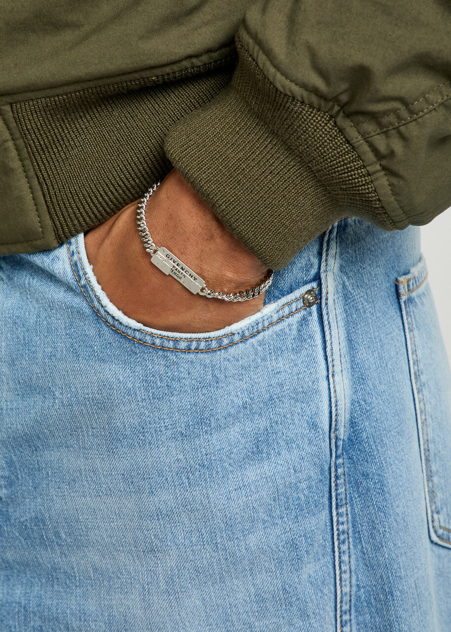 Givenchy Tape Designer-engraved Chain Bracelet - Silver - One Size