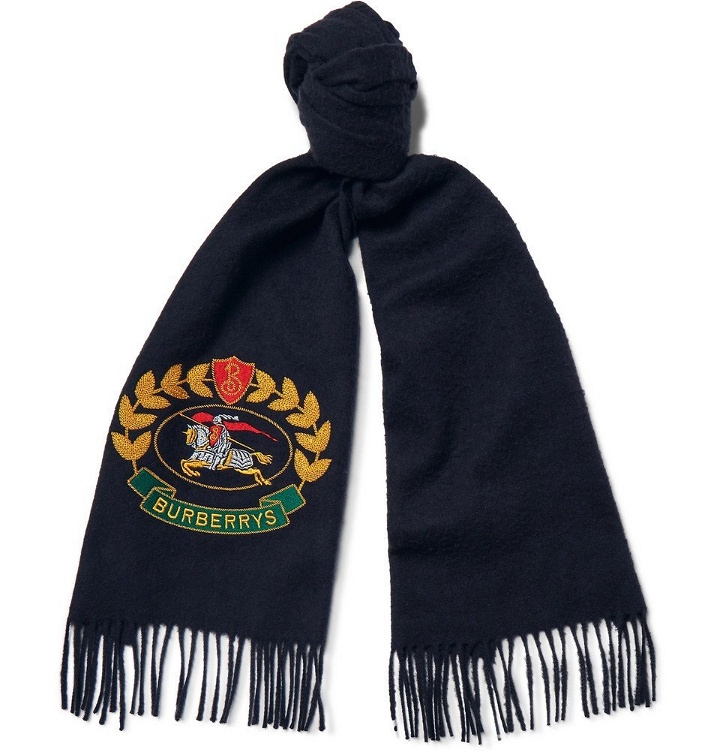 Photo: Burberry - Fringed Embroidered Cashmere Scarf - Men - Navy