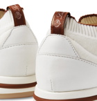 Loro Piana - 360 Flexy Walk Leather-Trimmed Knitted Wool Sneakers - White