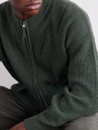 FrizmWORKS - Ribbed-Knit Wool-Blend Zip-Up Cardigan - Green