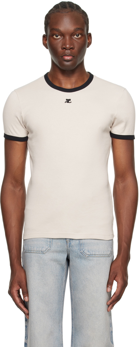 Courrèges Beige Contrast T-Shirt Courreges