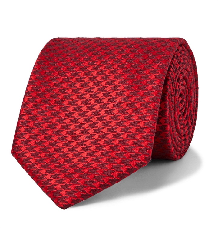 Photo: Charvet - 7.5cm Houndstooth Silk and Wool-Blend Tie - Red