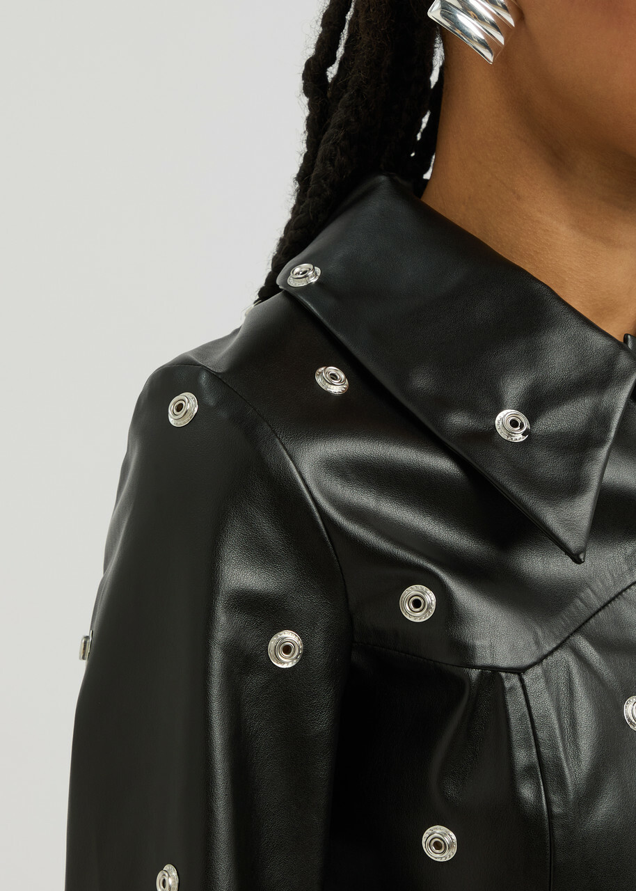 A.W.A.K.E Mode Stud-embellished Faux Leather Coat Black