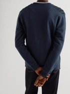 Incotex - Zanone Panelled Cable-Knit and Cotton-Jersey Sweater - Blue