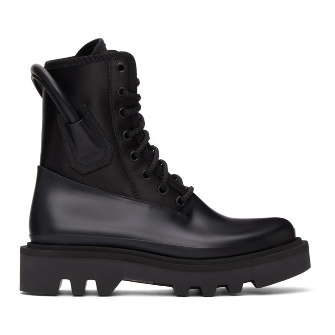 ブーツ givenchy combat leather boots 40 26cm Givenchy Black Satin and Rubber Combat Boots Givenchy