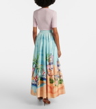 Leo Lin Printed satin maxi skirt