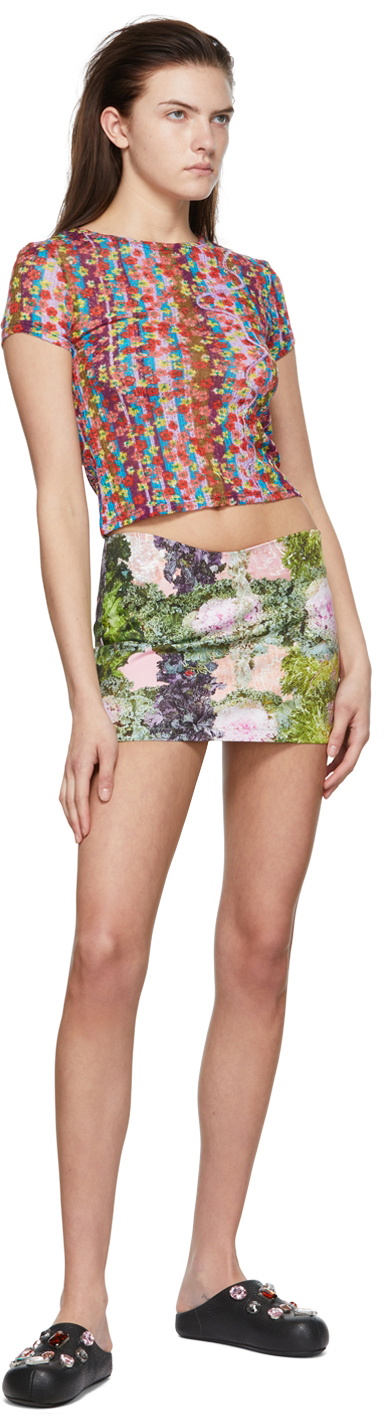 Collina Strada Green Cotton Mini Skirt
