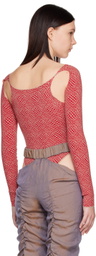Rui Red & Beige Jacquard Bodysuit