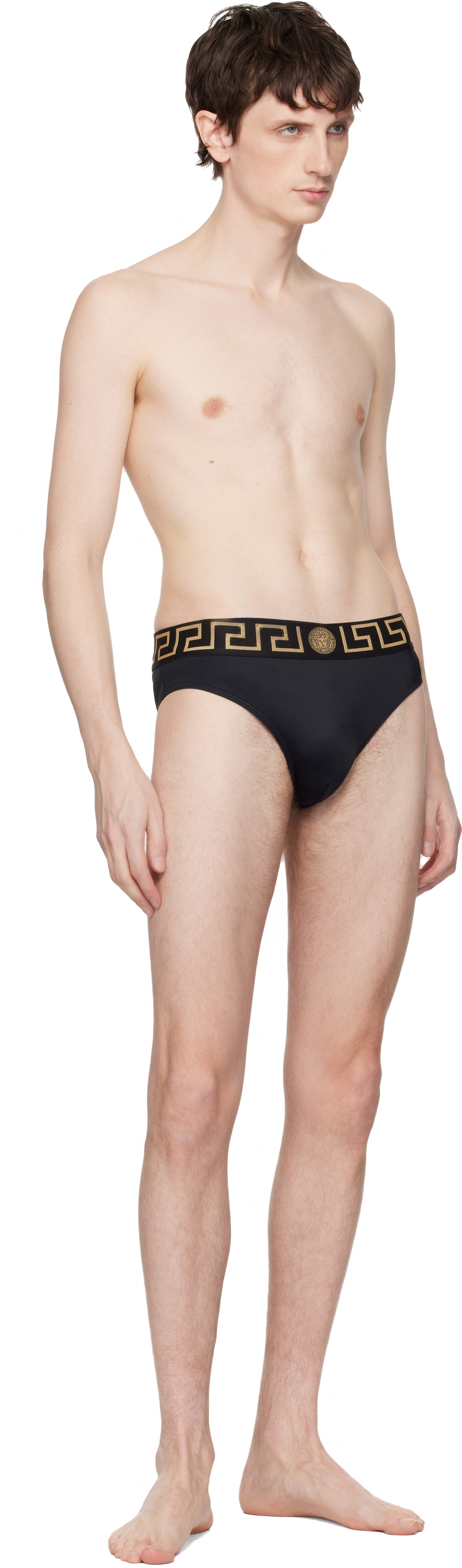 Versace Black Nylon-Blend Swim Briefs