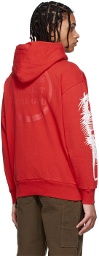 Aries Red Cotton Hoodie