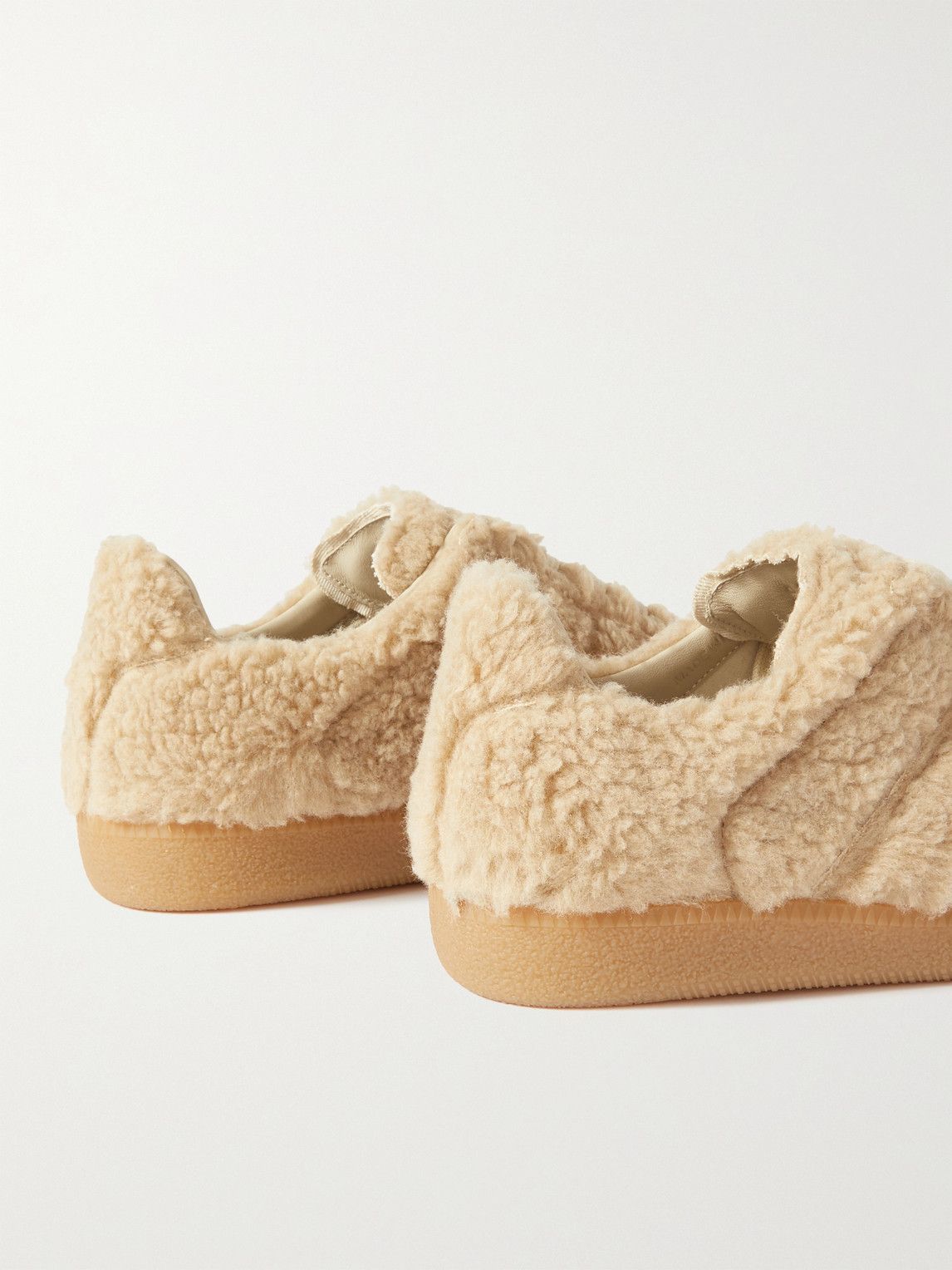 Maison Margiela - Replica Faux Shearling Sneakers - Neutrals  display picture 1