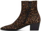 Saint Laurent Brown & Tan Suede Leopard Vassili Chelsea Boots