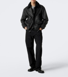 Arma Bari teddy-trimmed leather blouson jacket