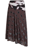 Tory Burch Paisley-devoré Asymmetric Silk-blend Midi Skirt Brown