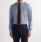 Brioni - Slim-Fit Checked Stretch Cotton-Blend Poplin Shirt - Blue