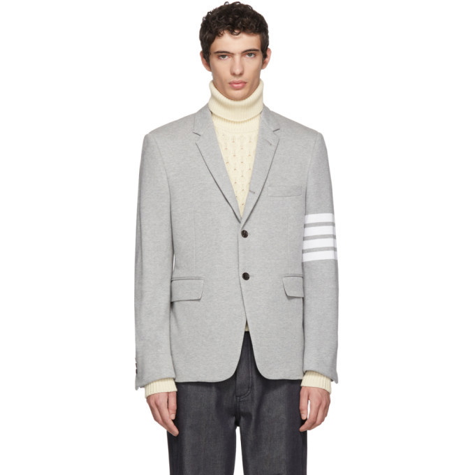 Photo: Thom Browne Grey Jersey Four Bar Classic Blazer