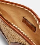 Staud Pesce leather-trimmed raffia clutch