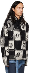 We11done Black Chess Board Graphic Hoodie