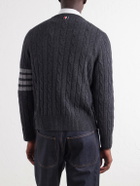 Thom Browne - 4-Bar Stripe Cable-Knit Cashmere Sweater - Gray