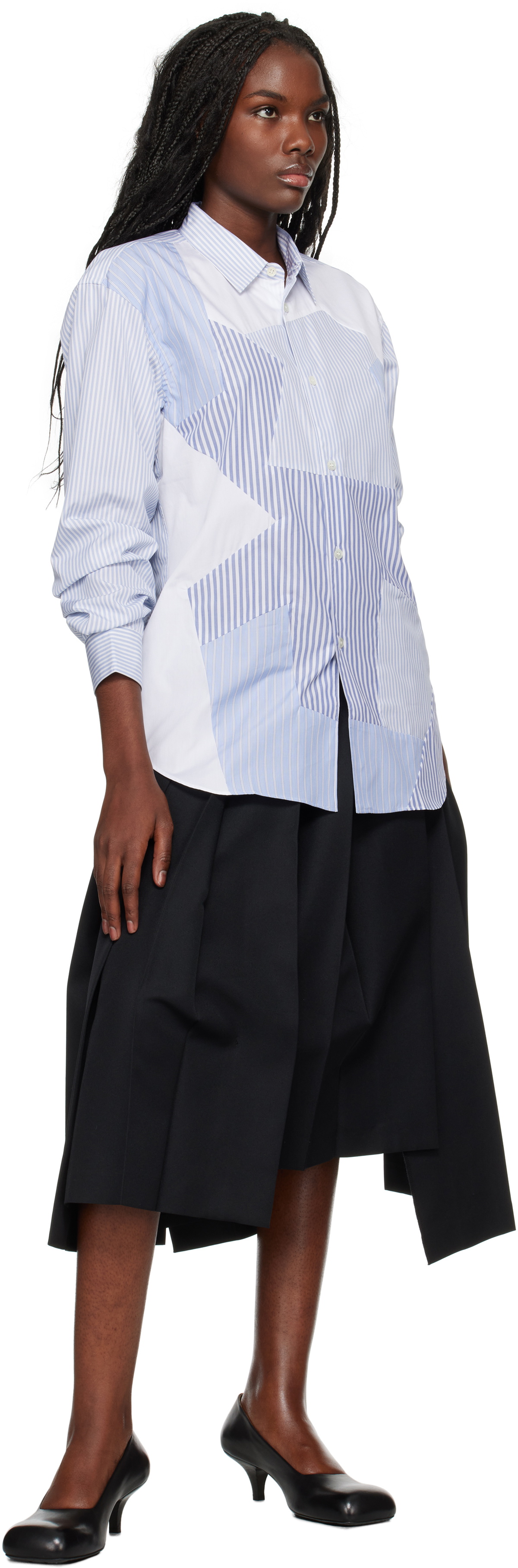 Comme des Garçons Shirt Blue & White Stripe Poplin Shirt