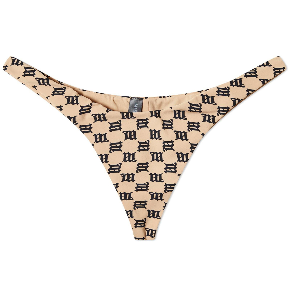 MISBHV Criss-Cross monogram-print Swimsuit - Neutrals