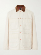 Drake's - Corduroy-Trimmed Denim Jacket - Neutrals
