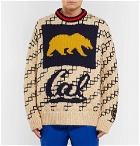 CALVIN KLEIN 205W39NYC - Oversized Bear-Intarsia Wool-Blend Sweater - Men - Off-white