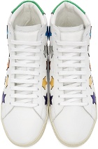 Saint Laurent White Metallic California Court Classic SL/06 High-Top Sneakers